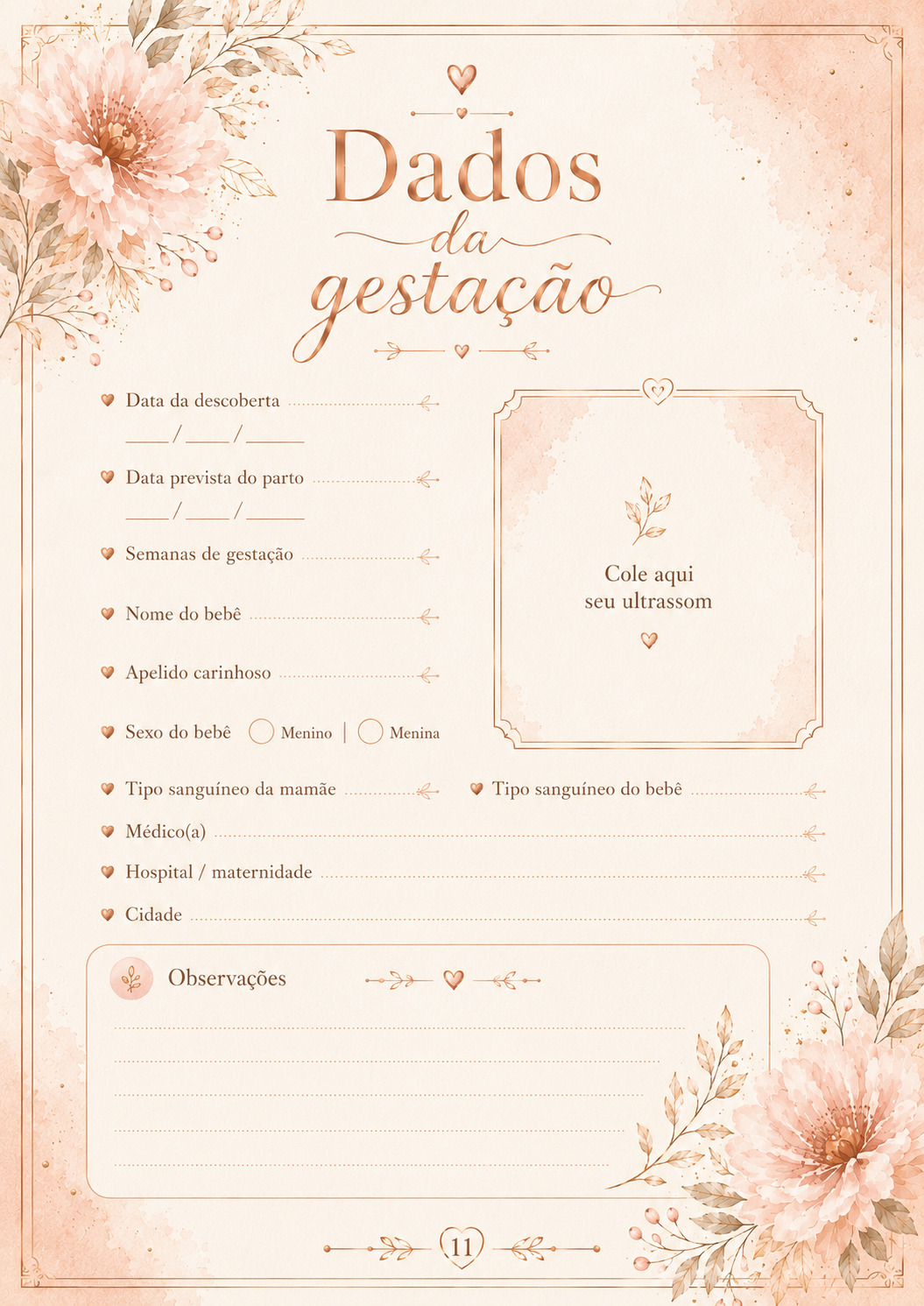 Página do Diário da Gestação