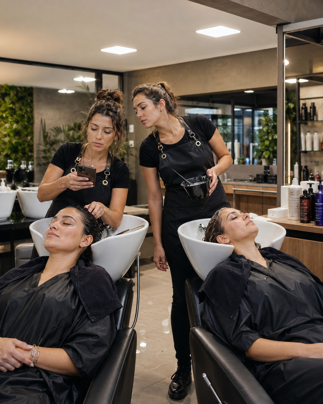 Cliente escolhendo atendimento em um salão de beleza